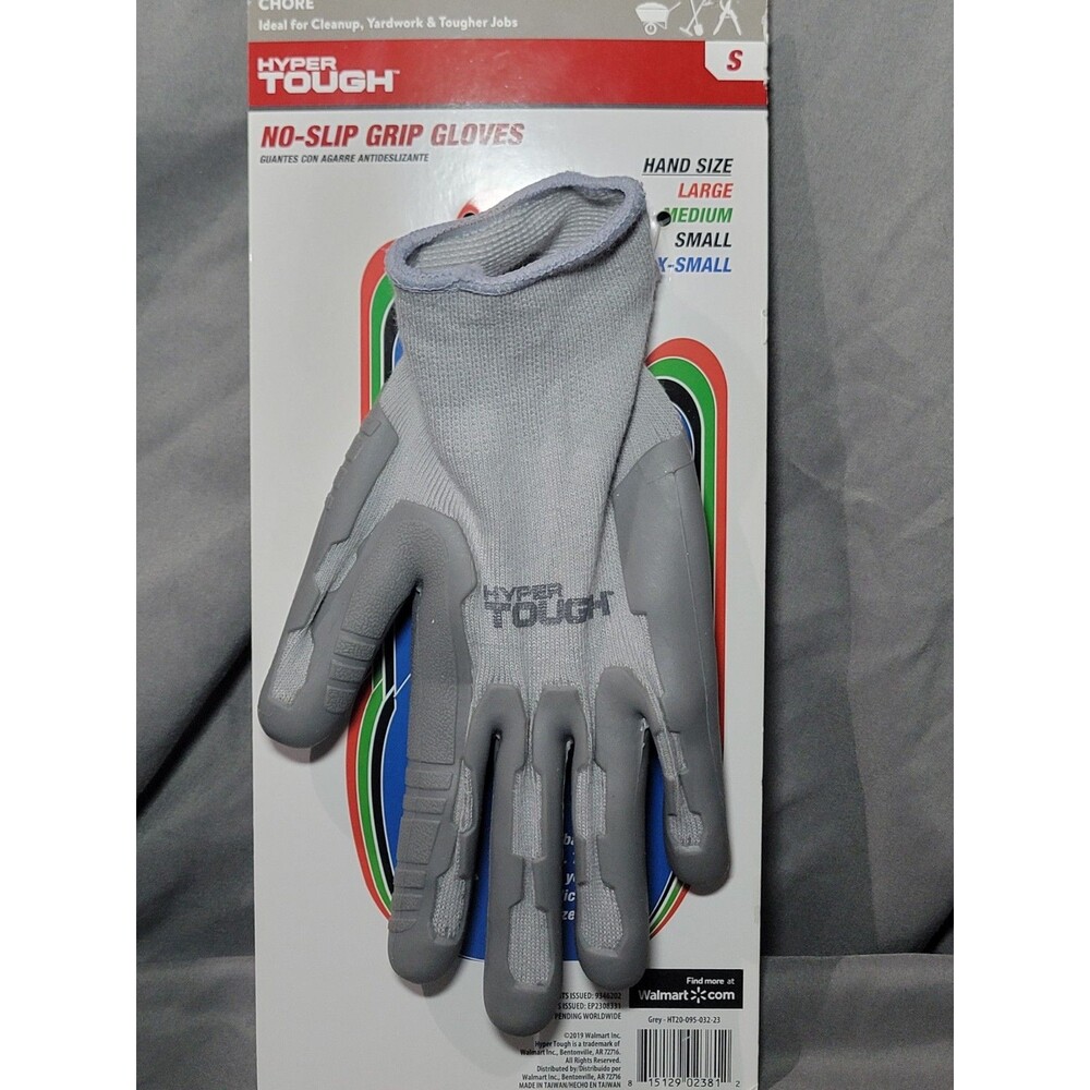 HYPER Tough No-Slip Grip Work Gloves Ultra Grip Abrasion Resistant Small Gray